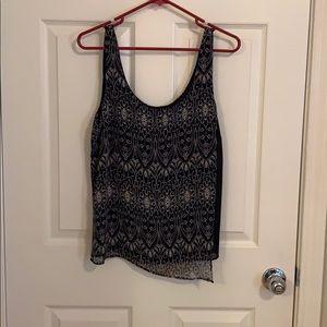 Navy Layered Floral Tan with Angle Bottom